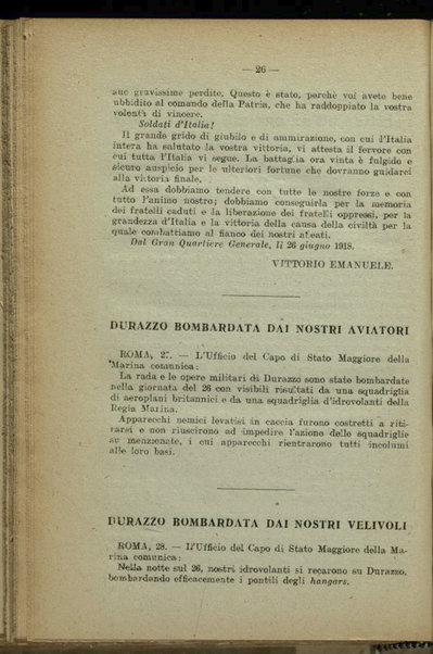 Il diario della nostra guerra : bollettini ufficiali dell'esercito e della marina